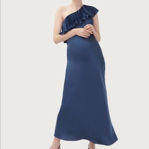 Maternity dress silk one shoulder